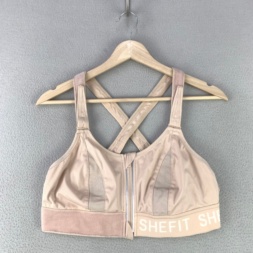 SHEFIT Nude Blush High Support Front-Zip Sports Bra